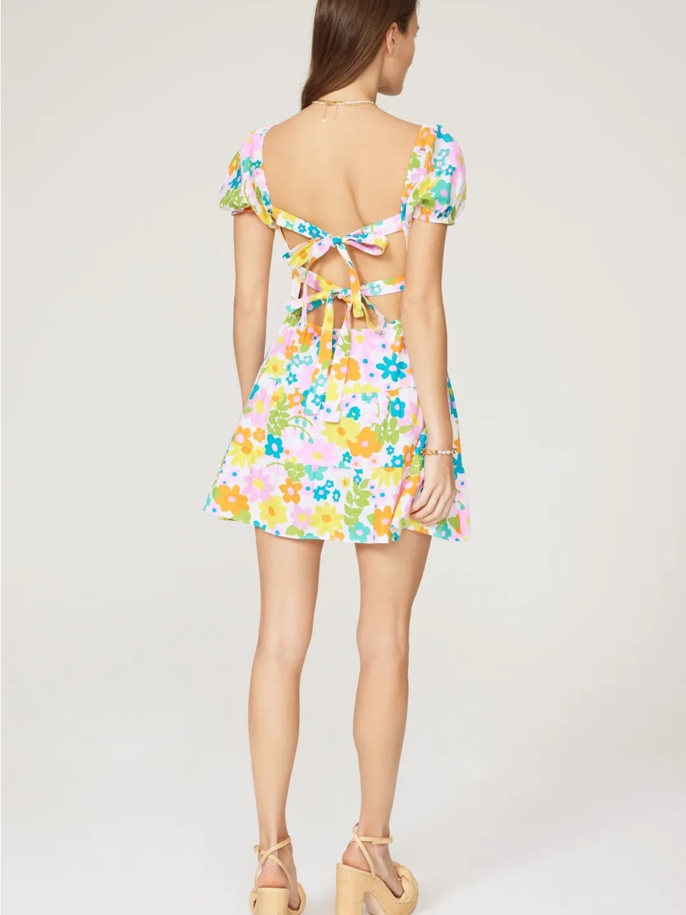 Show Me Your MuMu Girls Floral Tie-Waist Tank Top - Pink, Yellow & Green